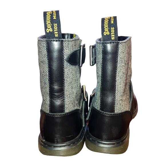 Dr. Martens Gayle Biker Boots with Houndstooth Black and White Tweed- EU 36 US 5 - Picture 3 of 11